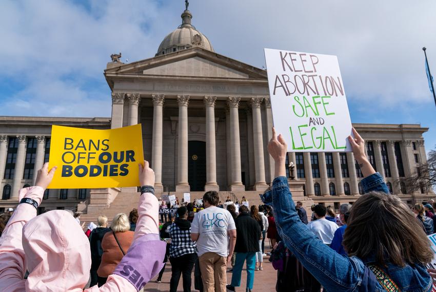Abortion-rights advocates rally outside of the the Oklahoma Capitol in Oklahoma City, on Tuesday, April 5, 2022.